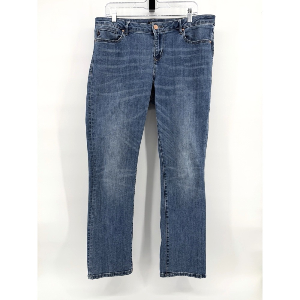 Calvin Klein Jeans Flare Women 14 Blue Excellent High Rise Wide Leg Faded 90s